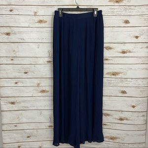 Zara Blue Pleated Wide Leg Career Trouser Pants